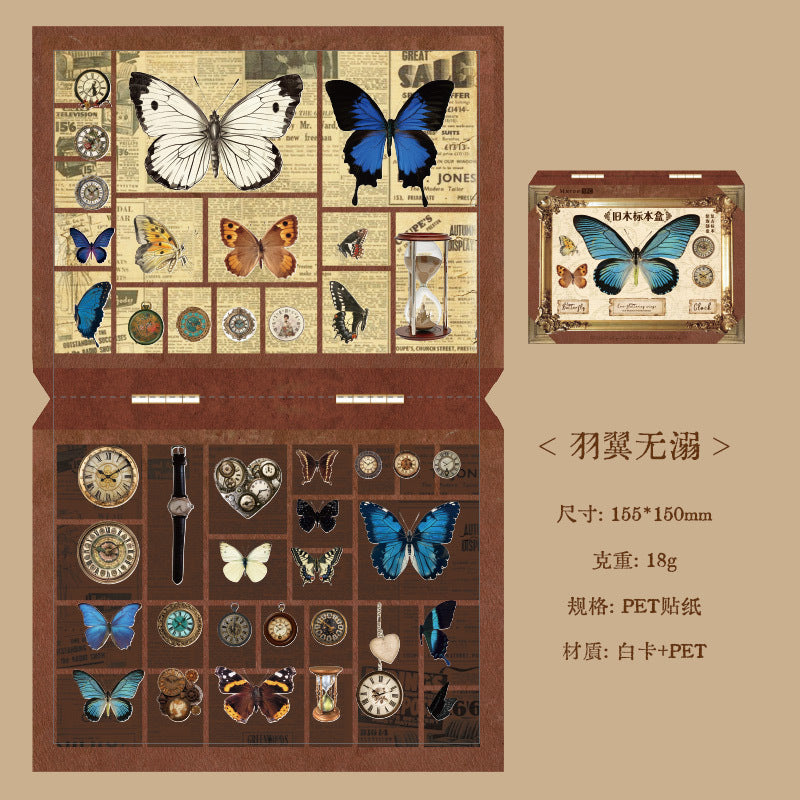 Old Wooden Label Box Series PET Die-cutting Sticker, 4 Pcs - ViktaShop