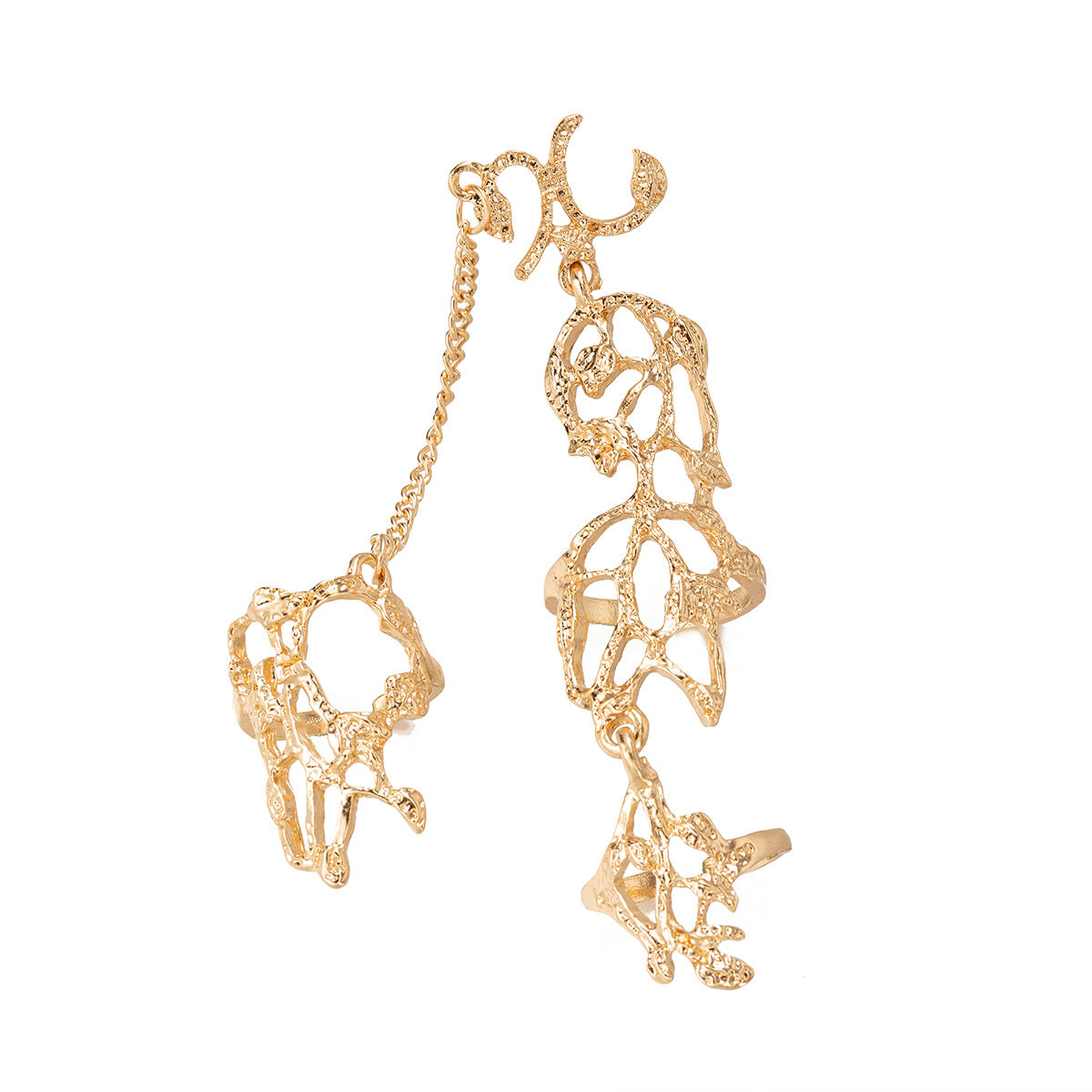 Ethnic Floral Conjoined Ring – Hollow Alloy Design - ViktaShop