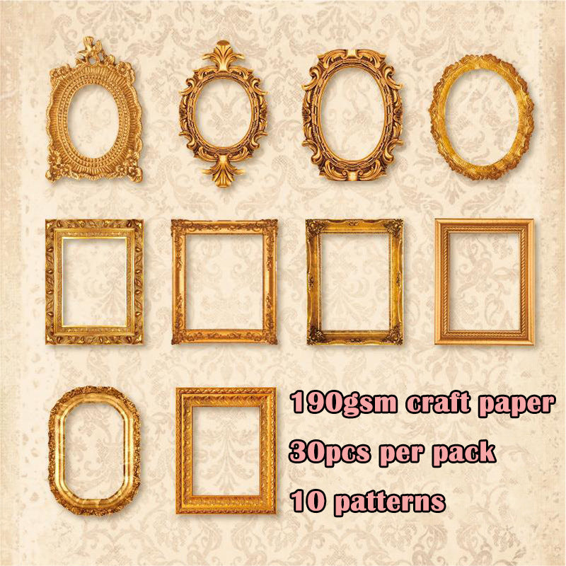 Retro Hollow Border – Background Paper, 30 Sheets - ViktaShop