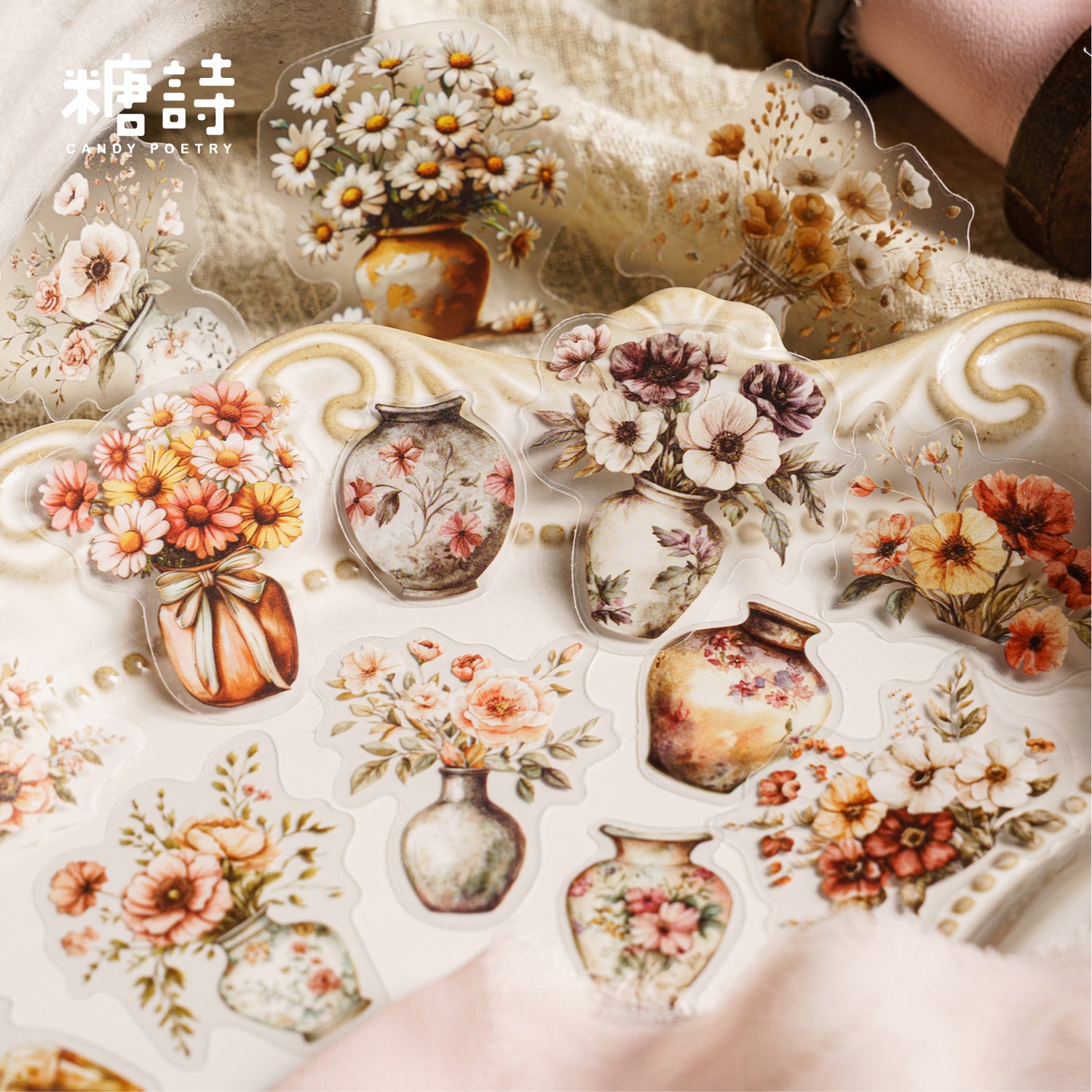 Sugar Poetry Fog PET White Ink Sticker Bag - Forest Box Series, 30 Pcs - ViktaShop