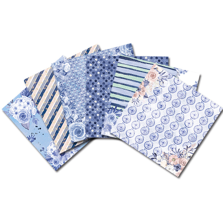 Blue Garden DIY Background Pattern Paper - 24 Sheets - ViktaShop