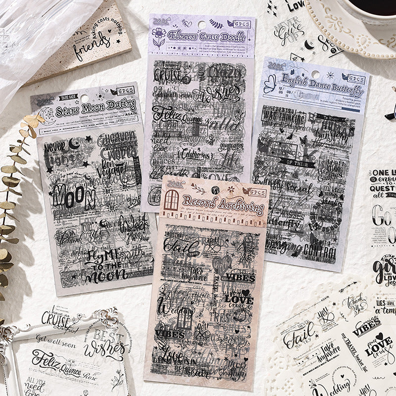 European Retro Collage Series Sticker, 6 Pcs - ViktaShop