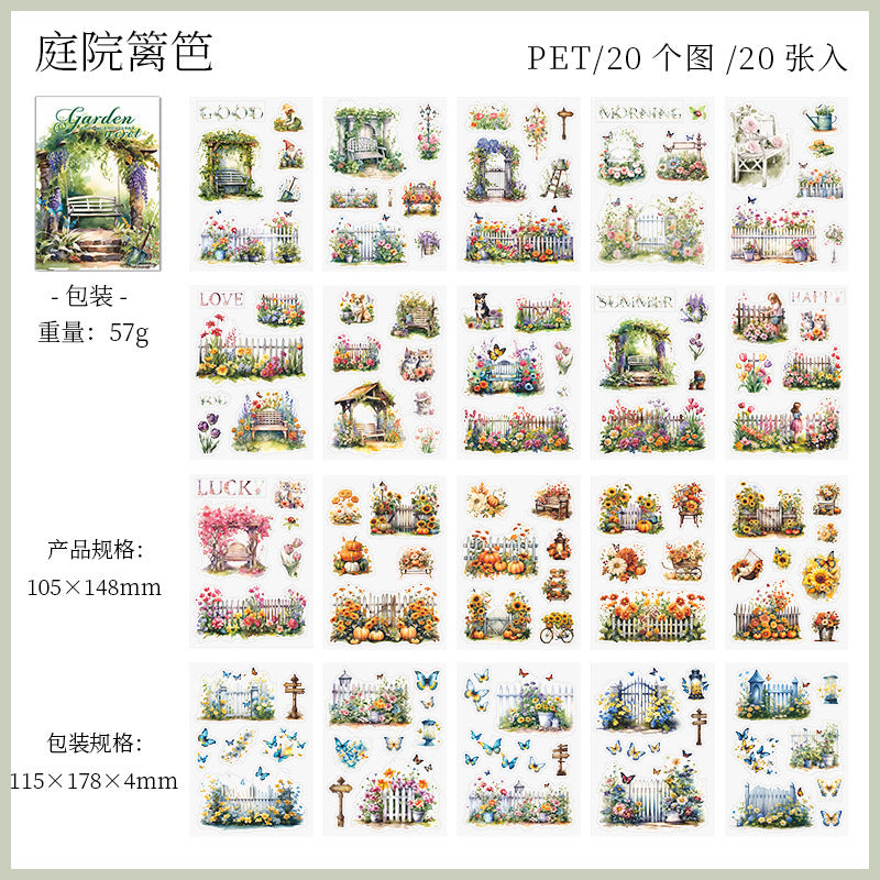 PET Sticker Book - My Secret Garden Series, 20 Pcs - ViktaShop