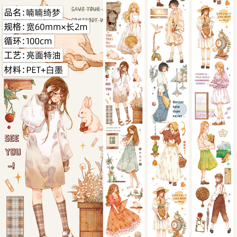Cloud Flower PET Tape – Wave, Island, Girl Character Series - ViktaShop
