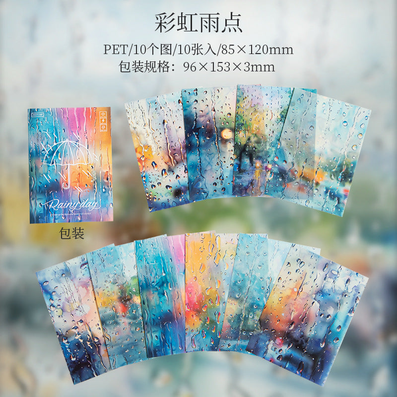 Rainy season time PET stickers 10 psc