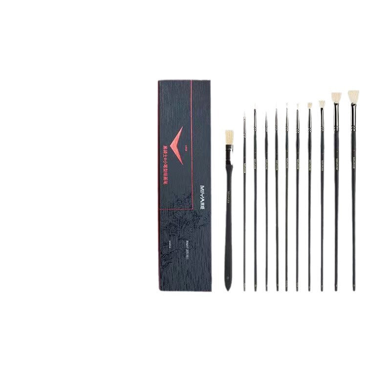 Mia Black Knight Gouache Set – Paint, Brushes & Fan Pen for Fine Arts - ViktaShop