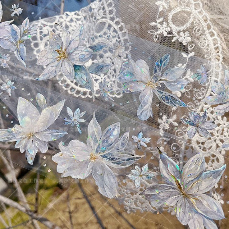 Ice Heart Silk Light PET Tape - Ancient Style Flower Sticker - ViktaShop