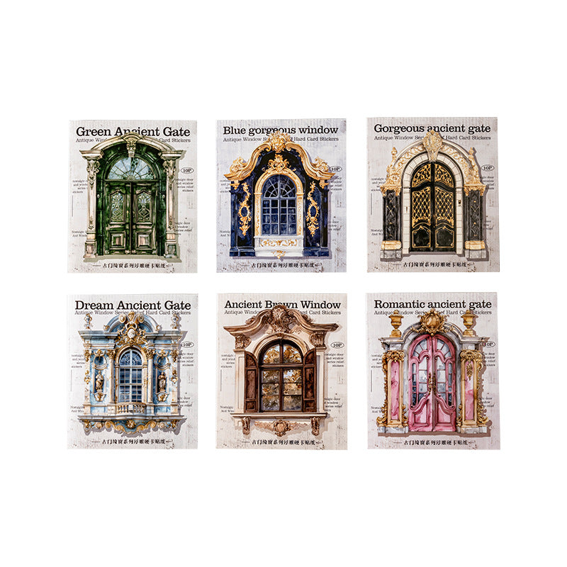 Ancient Doors & Windows Hard Card Stickers – Retro Relief, 6 Options - ViktaShop