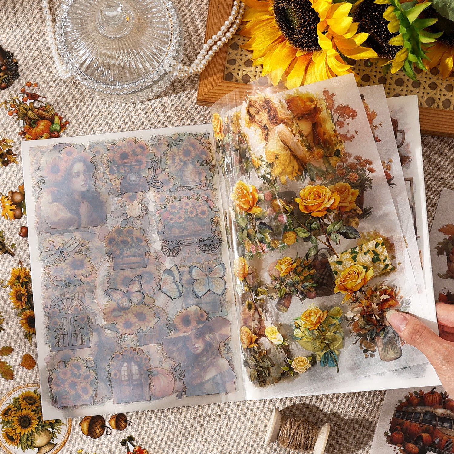 Large Size Dual Material Sticker Book, 20 Sheets
