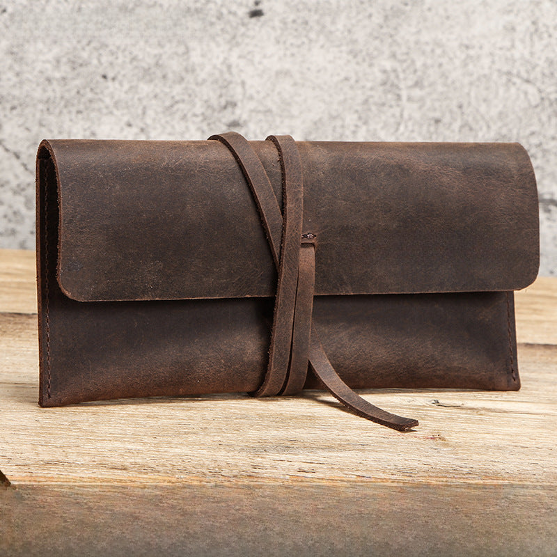 Genuine Leather Roll-Up Pencil Case - ViktaShop