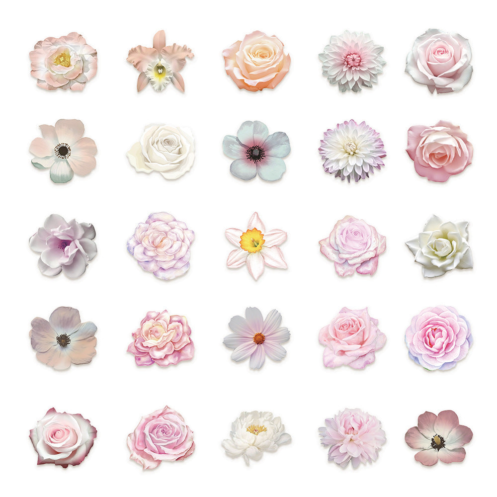 Pink Flower Stickers 50 psc