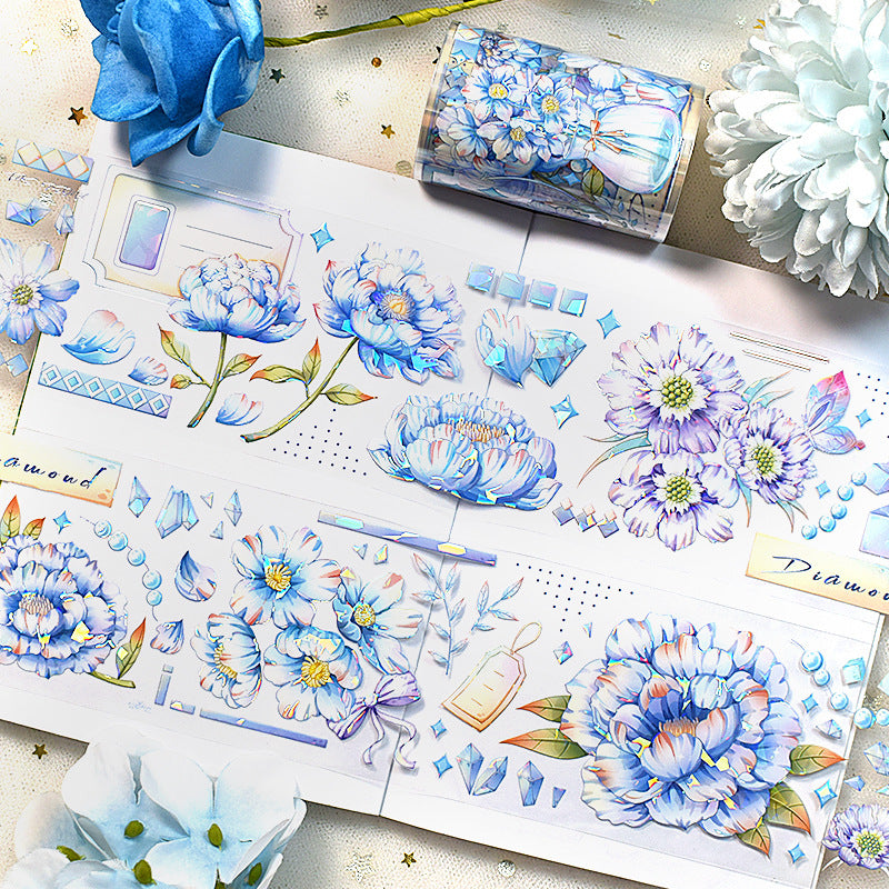 Floral PET Journal Tape - Shell Light Decorative Stickers, 2m - ViktaShop