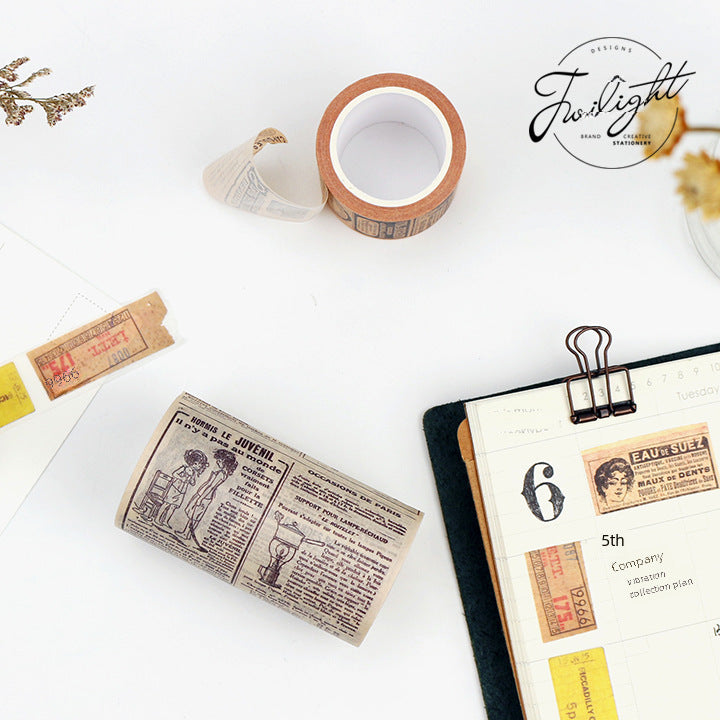 Twilight Retro Gothic Text Washi Tape – English Letter Design - ViktaShop