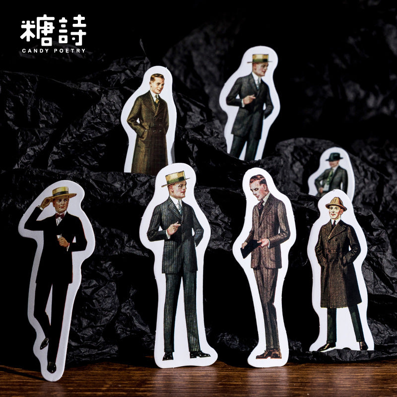 Sugar Poem Retro Gentleman Era Sticker Pack, 4 Pcs - ViktaShop