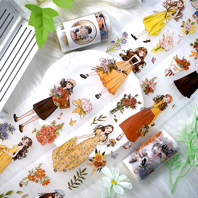 Watercolor Flower PET Tape – Black & White Frame - 2m - ViktaShop