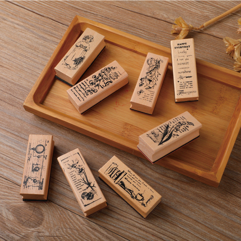 Wooden Stamp – Botanical & Girl Designs, 6 Options - ViktaShop