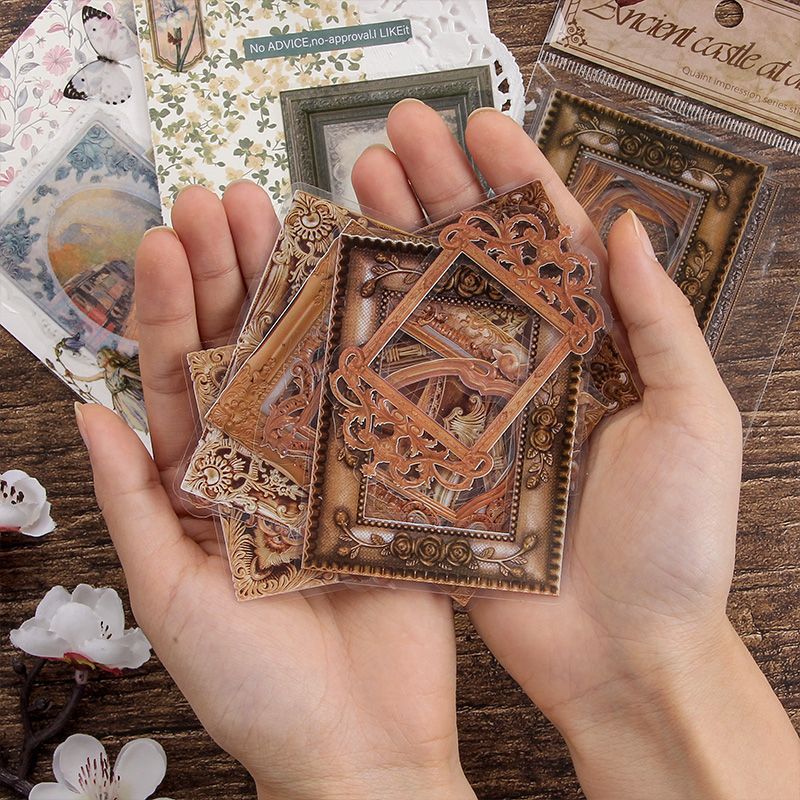 Antique Impression PET Stickers – Retro Frame & Border Design, 6 Options - ViktaShop