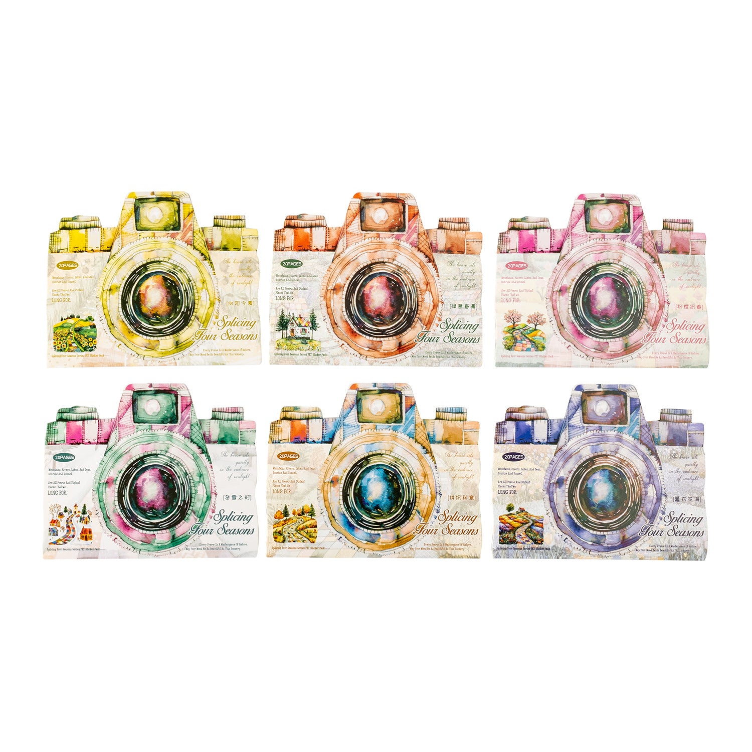 Four Seasons Series Splicing Landscaping Large Size Pet Sticker Pack 20 Psc