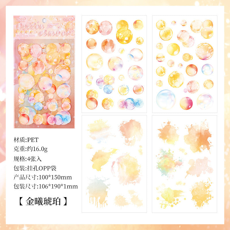 Glass Candy Heart PET Stickers - Transparent Splash Ink Style - ViktaShop