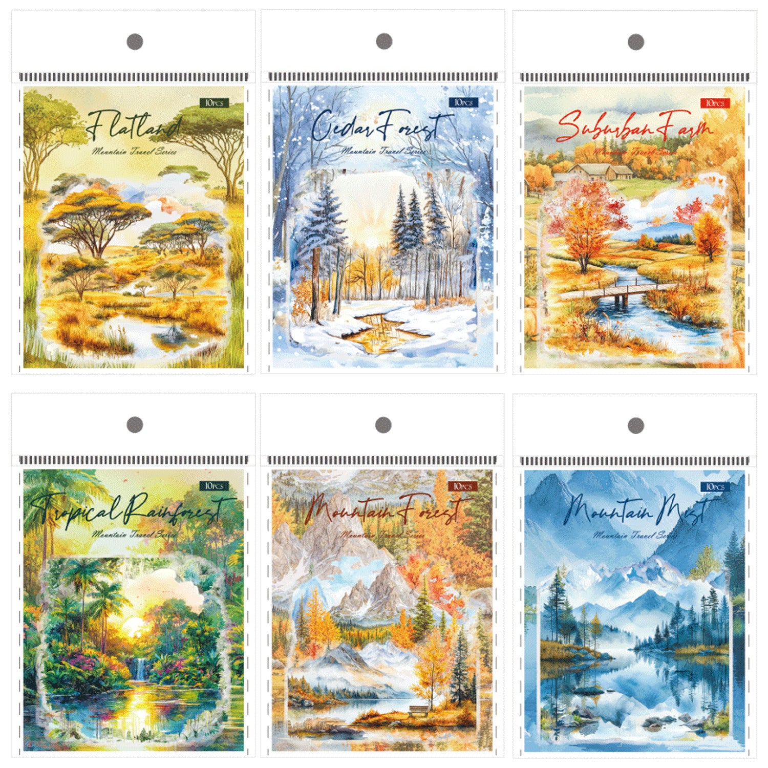Ancient Forest Sticker Pack – Mountain Scenery PET Stickers, 20 Pcs - ViktaShop