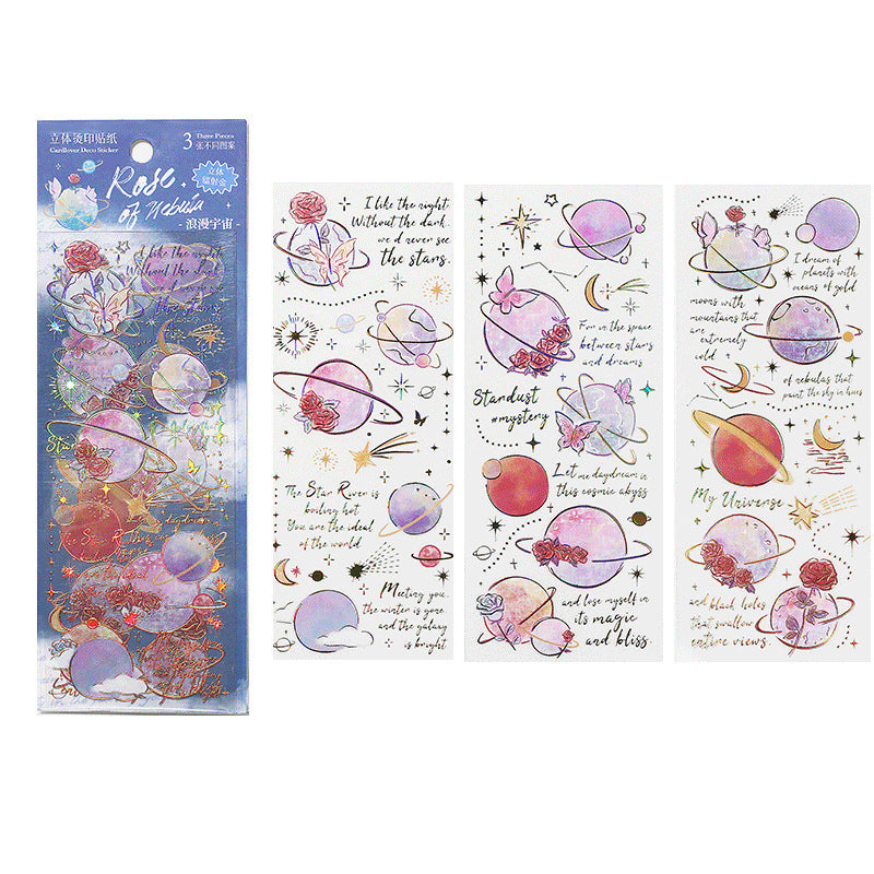 Letter Lover Hot Stamping Stickers – Star River Rose Poem Series, 4 Options