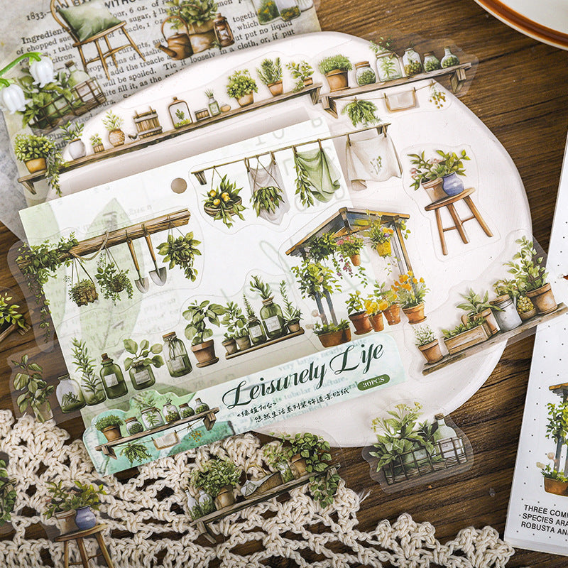 Paper PET Stickers - Leisurely Life Series, 30 Pcs - ViktaShop
