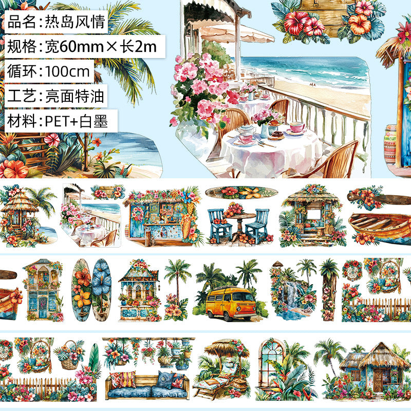 Cloud Flower PET Tape – Wave, Island, Girl Character Series - ViktaShop