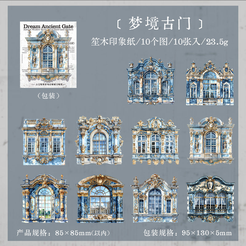 Ancient Doors & Windows Hard Card Stickers – Retro Relief, 6 Options - ViktaShop