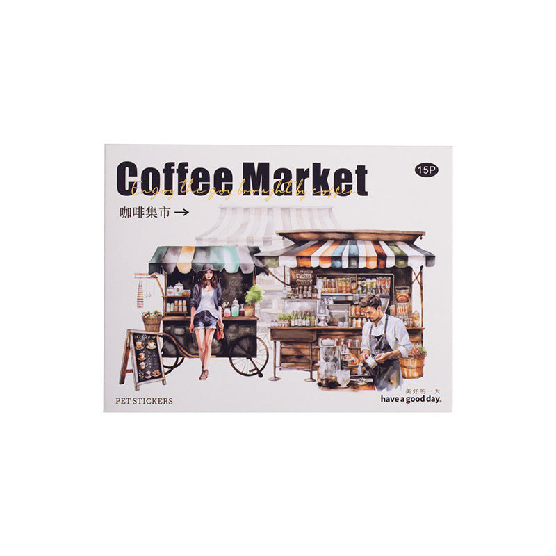 Coffee landscaping PET stickers 15 psc