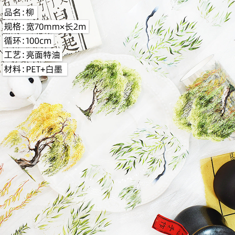 Floral PET Journal Tape - Shell Light Decorative Stickers, 2m - ViktaShop