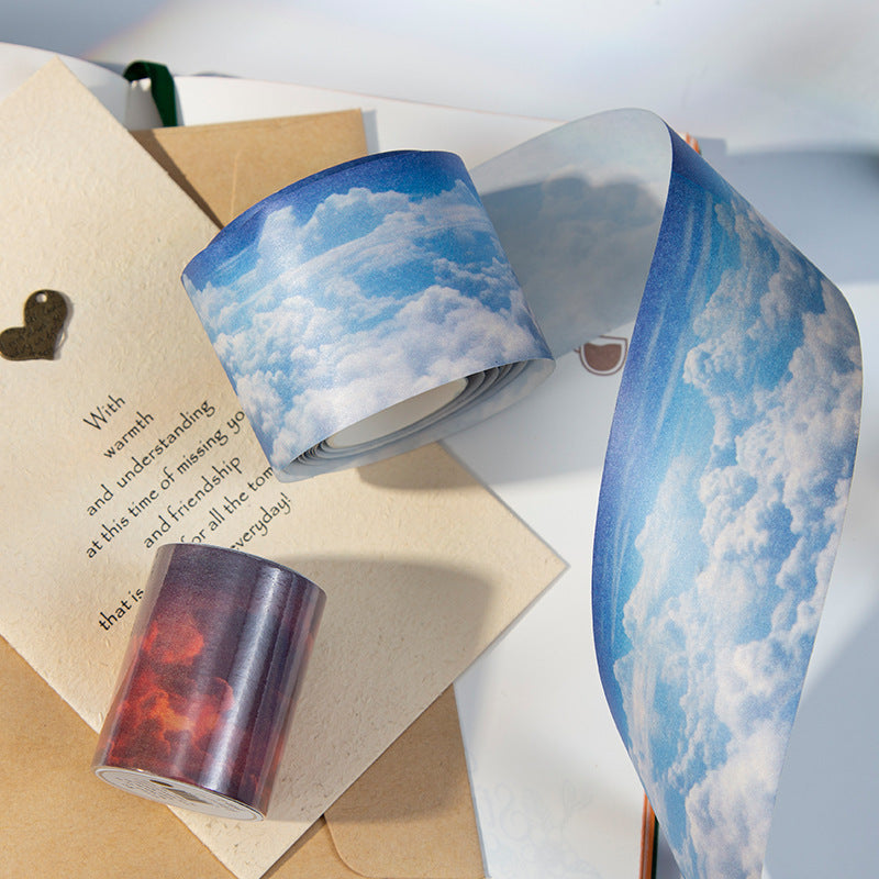 Dark Phantom Washi Tape – Peeping Cloud Series, Sky Clouds Theme, 2m - ViktaShop