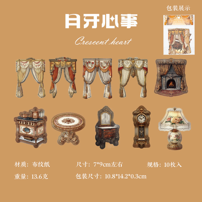 Curtain Garden Series - Hard Card Stickers, 10 Pcs - ViktaShop