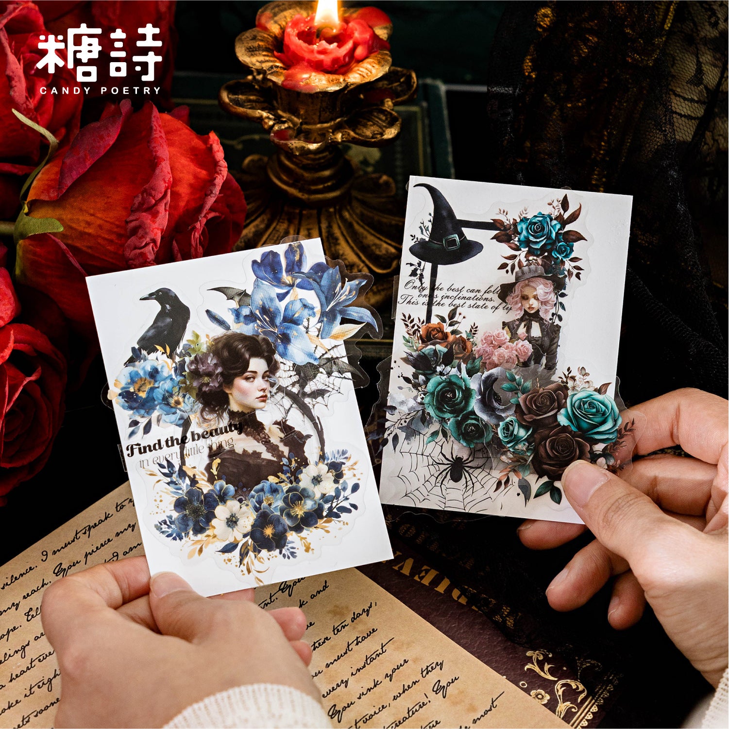 PET White Ink Sticker Pack – Dark Rose, 20 Sheets - ViktaShop