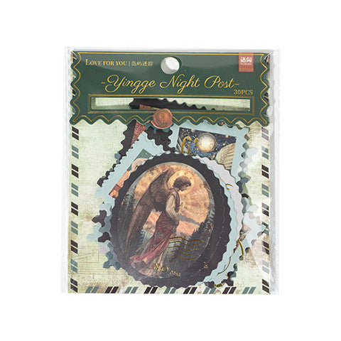 Night Mail Gilded Stamp Series Sticker Pack, 30 Pcs - ViktaShop