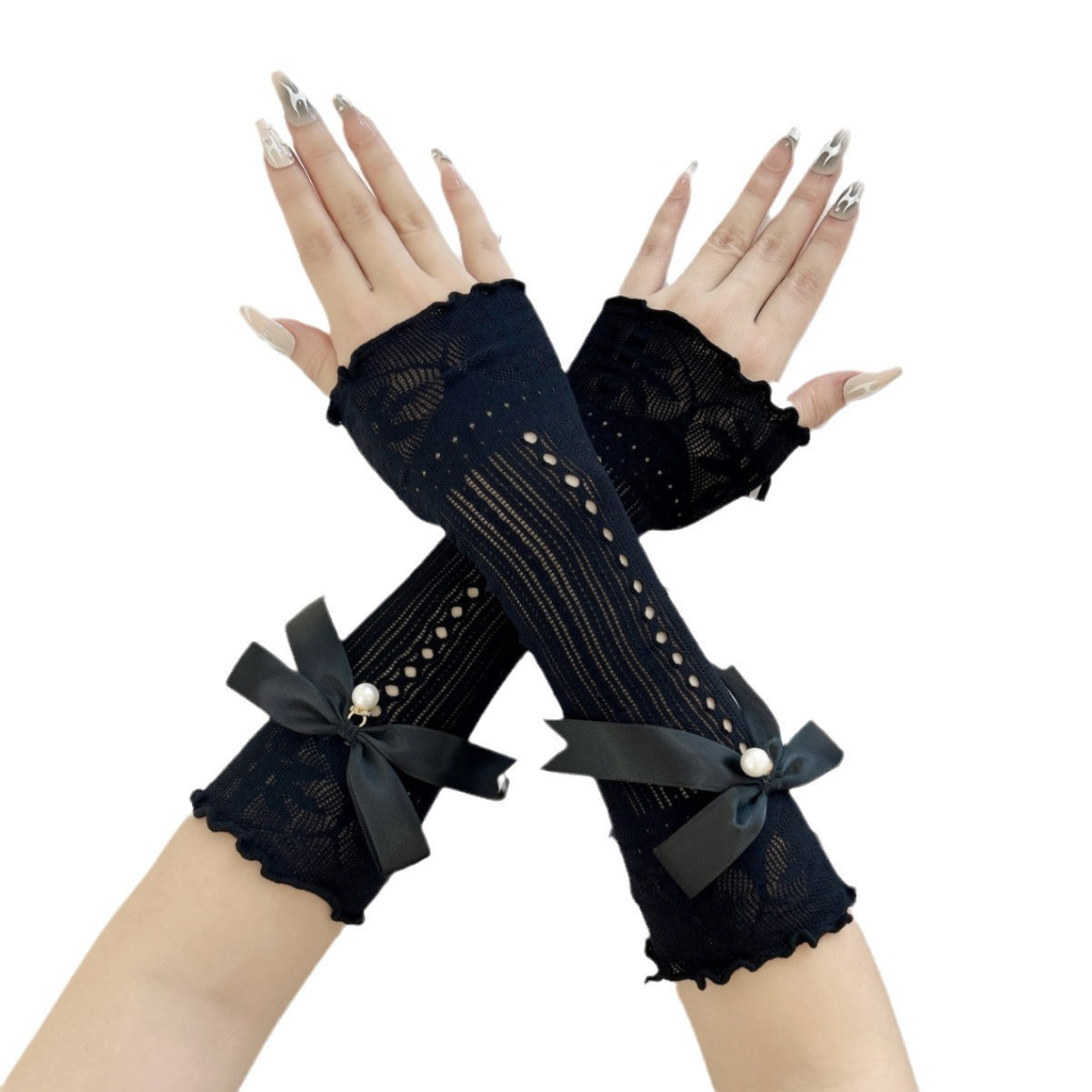 arm handschuhe Japanische Lolita-Handschuhe mit langem Bogen und hohlem Netzband, Son – MB ViktaShop