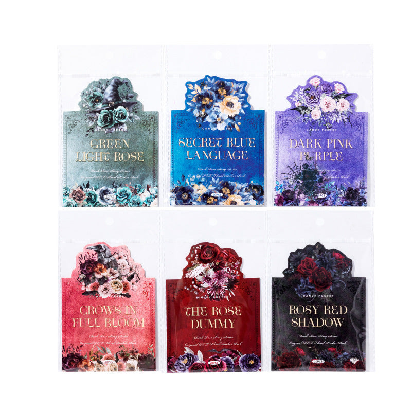 PET White Ink Sticker Pack – Dark Rose, 20 Sheets - ViktaShop
