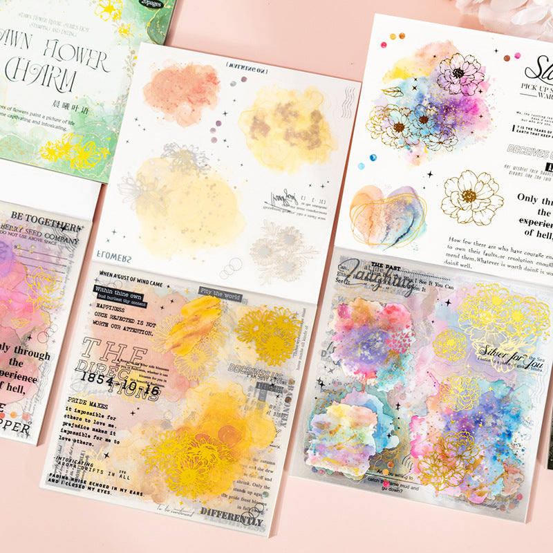 Dawn Flower Stickers – Fantasy Watercolor Halo Series, 6 Options - ViktaShop
