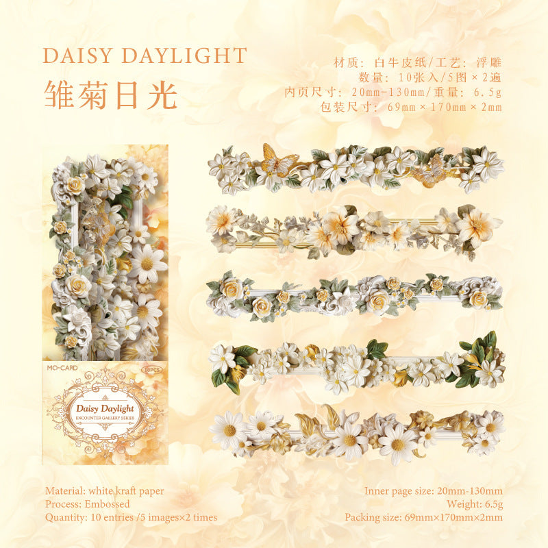 Flower Border White Kraft Paper Sticker Pack, 10 Pcs - ViktaShop
