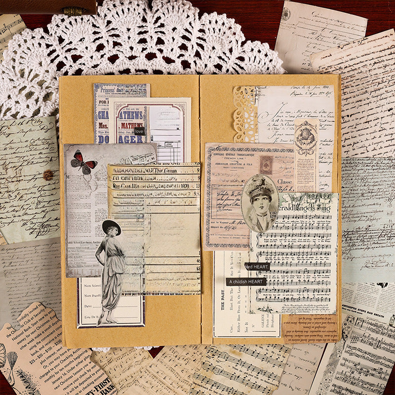 Retro Text Stickers – Journal Background Material - ViktaShop