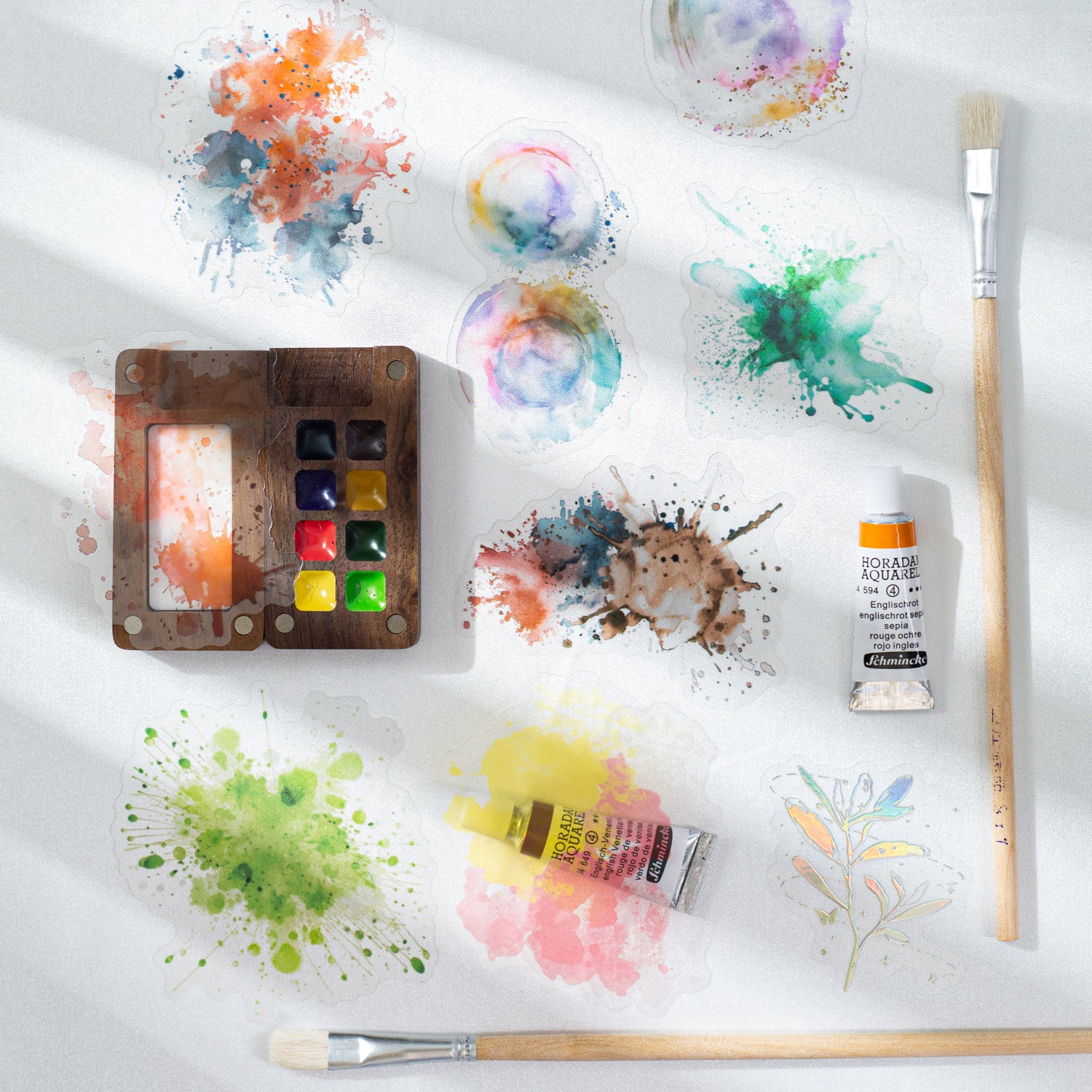 Gilded Series Watercolor Smudge PET Stickers, 15 Pcs - ViktaShop