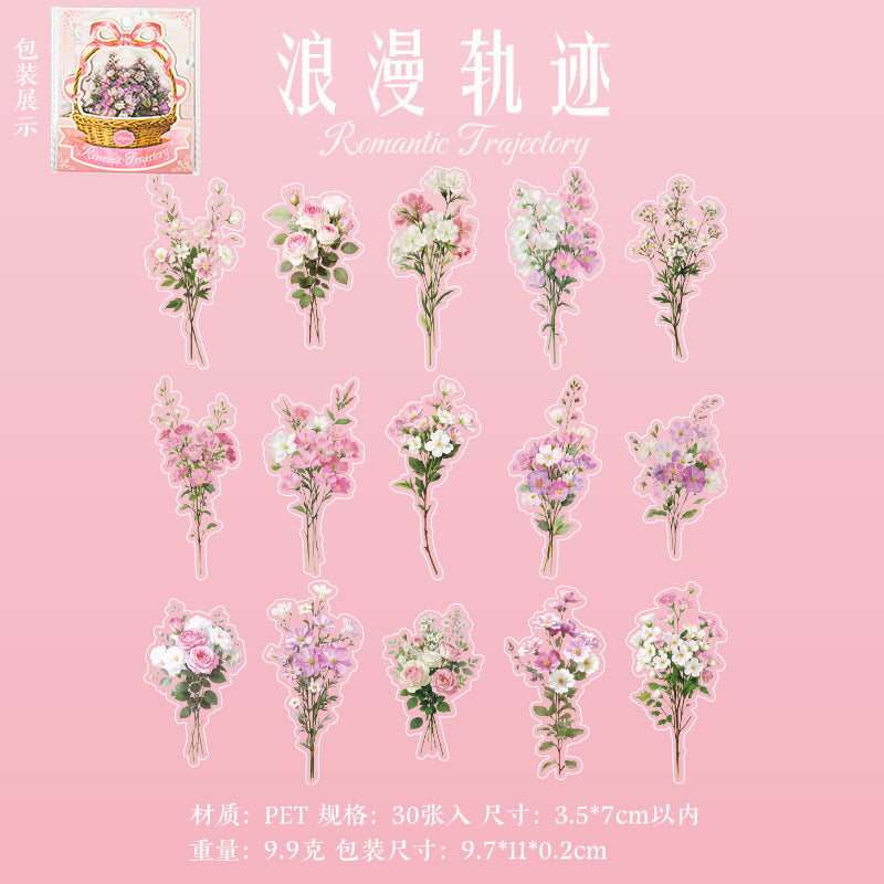 Language Leisure PET Stickers – Flower Room Floral Bookmark Collage, 4 Options - ViktaShop