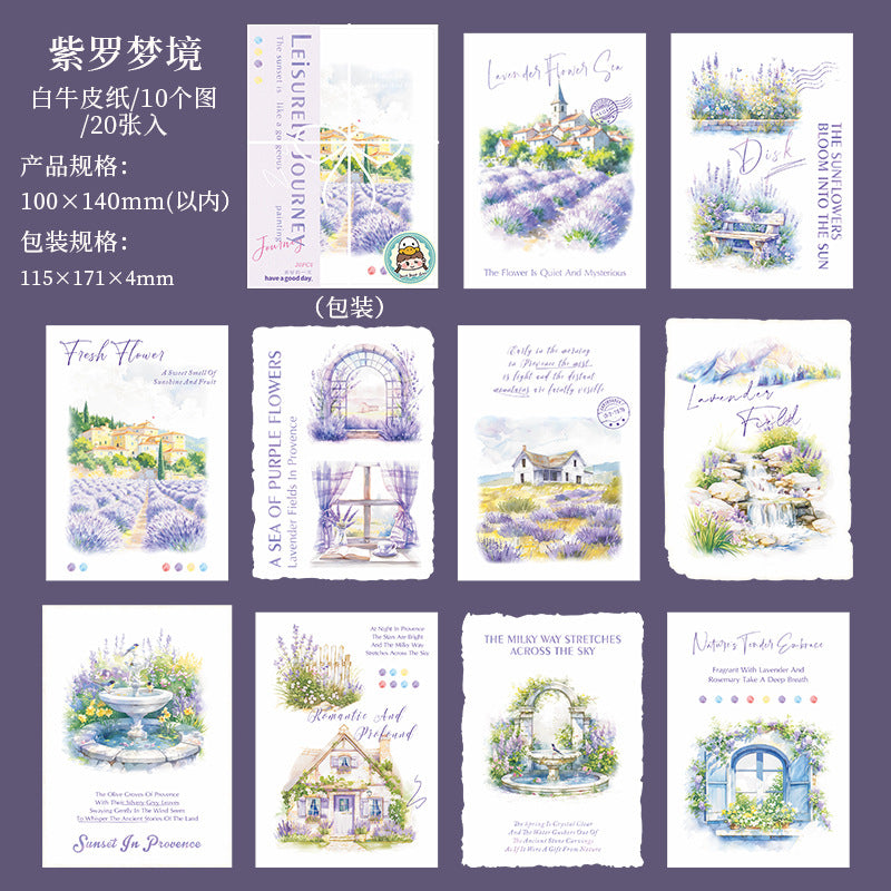 Watercolor Landscape Material Paper – Leisurely Journey Series, 20 Pcs - ViktaShop