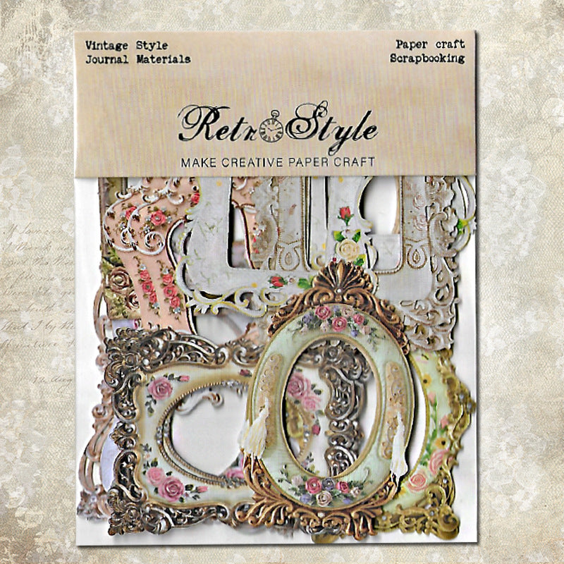 Retro Hollow Border Material Paper – Background Paper, 20 Pcs - ViktaShop
