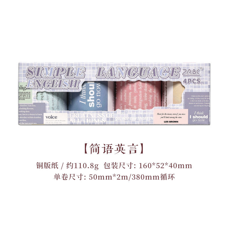 Shallow Text Washi Tape English Landscape, 2m - ViktaShop
