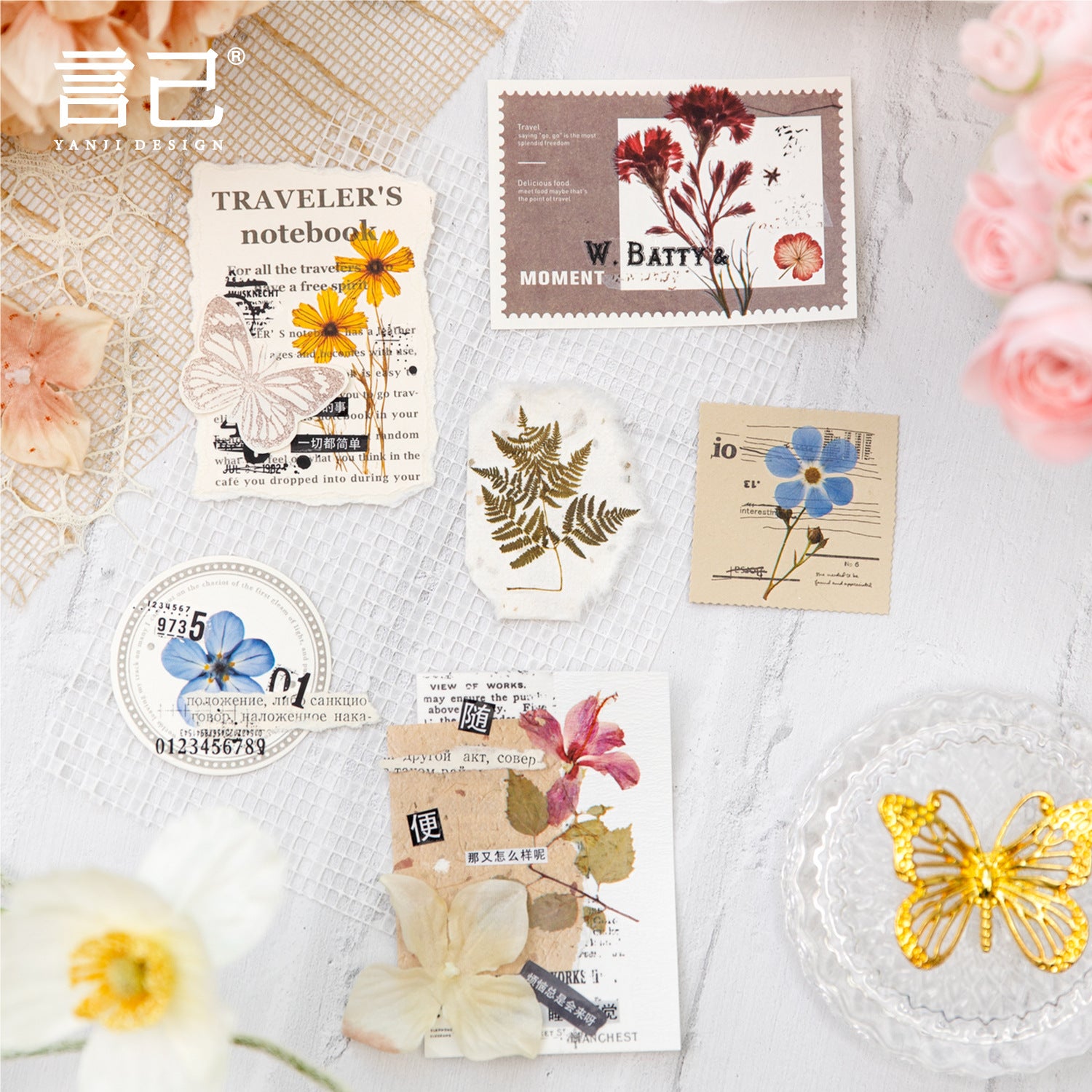 Romantic Series Transfer Stickers - Flower Themes - ViktaShop