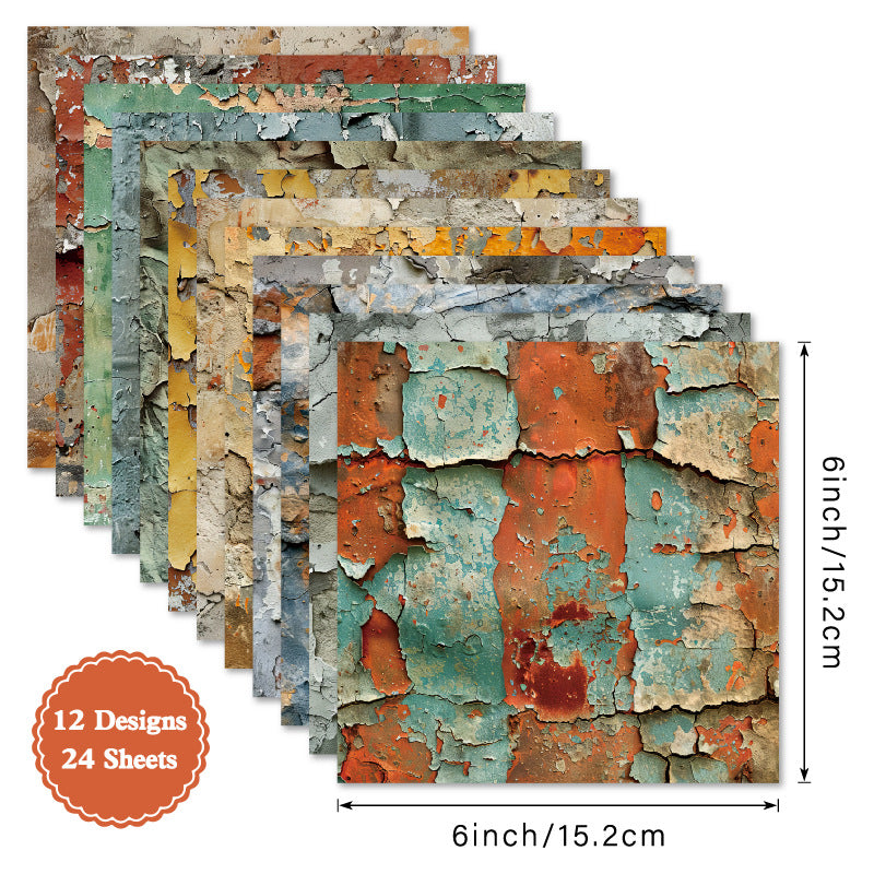 Peeling Paint Background Paper Single-Sided for Scrapbook - 24 Sheets - ViktaShop