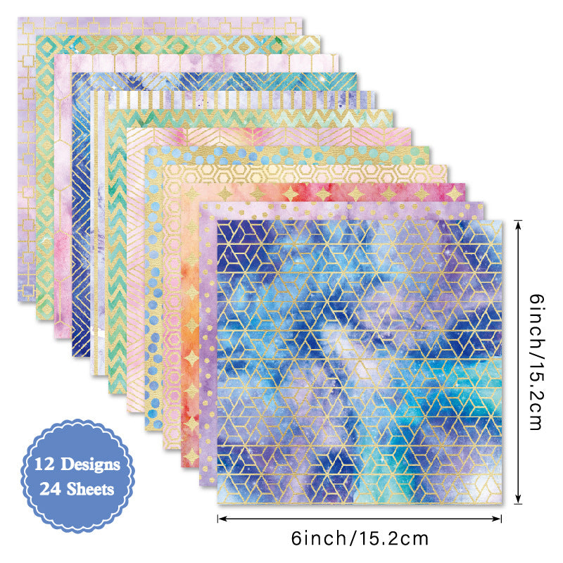 Purple Geometry Background Paper Single-Sided Pattern Paper - 24 Sheets - ViktaShop