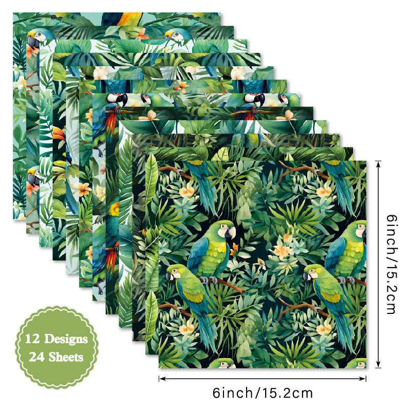 Jungle Background Paper – Single-Sided, 24 Sheets - ViktaShop