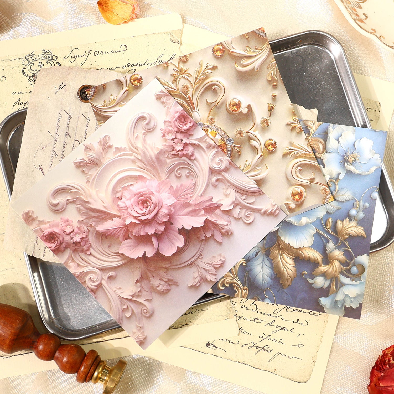 Elegant Baroque Sticker Pack - European Retro Style, 4 Options - ViktaShop