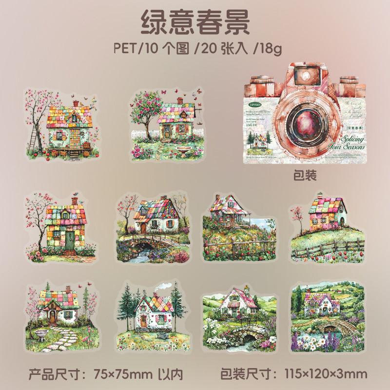 Four Seasons Series Splicing Landscaping Large Size Pet Sticker Pack 20 Psc